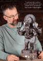 Standing Ganesha Black Marble Sculpture with Tusk, Goad, Noose & Sweets on Lotus Base 21"